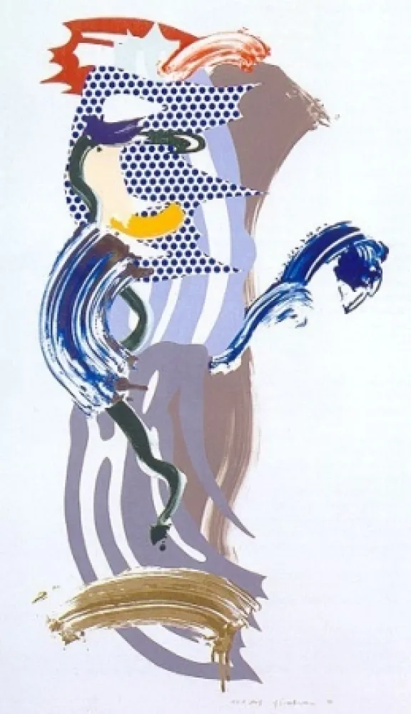 丝网印刷 Lichtenstein - Blue Face, Brushstoke Figure Series