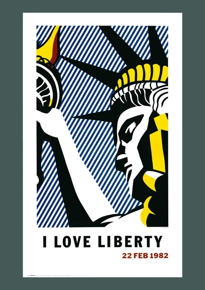 石版画 Lichtenstein - Roy Lichtenstein: 'I Love Liberty' 1982 Offset-lithograph