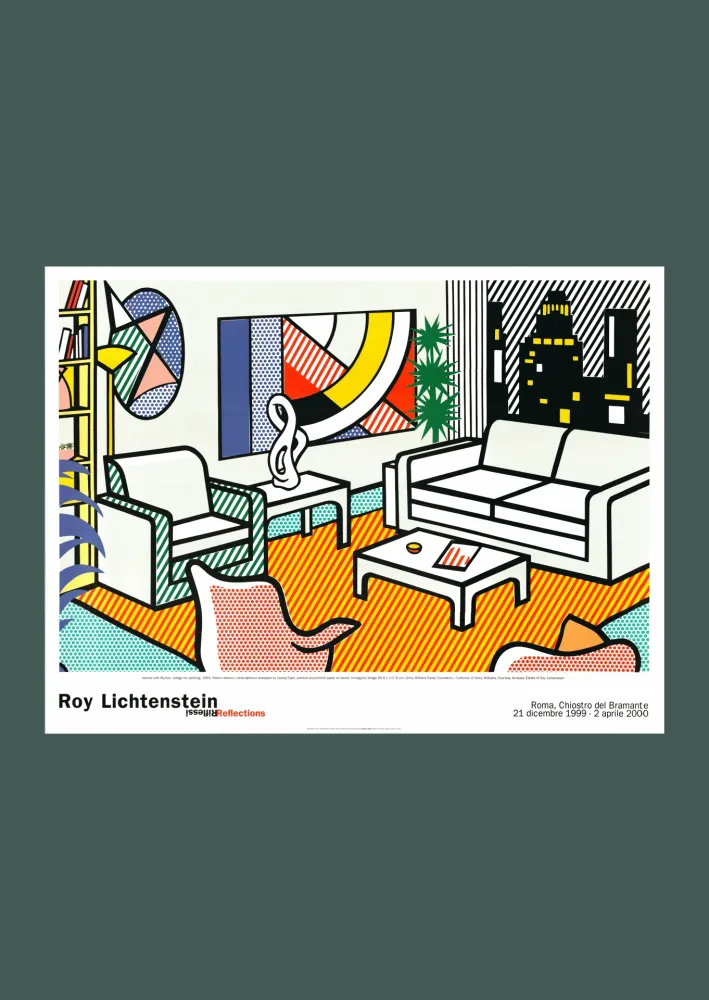 石版画 Lichtenstein - Roy Lichtenstein: 'Interior with Skyline' 1999 Offset-lithograph
