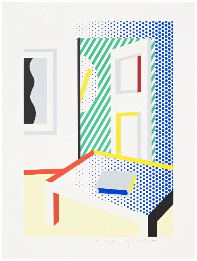 丝网印刷 Lichtenstein - Virtual Interior with Book, 1996