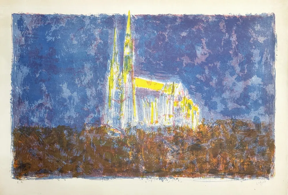 石版画 Lorjou - Cathédrale de Chartres