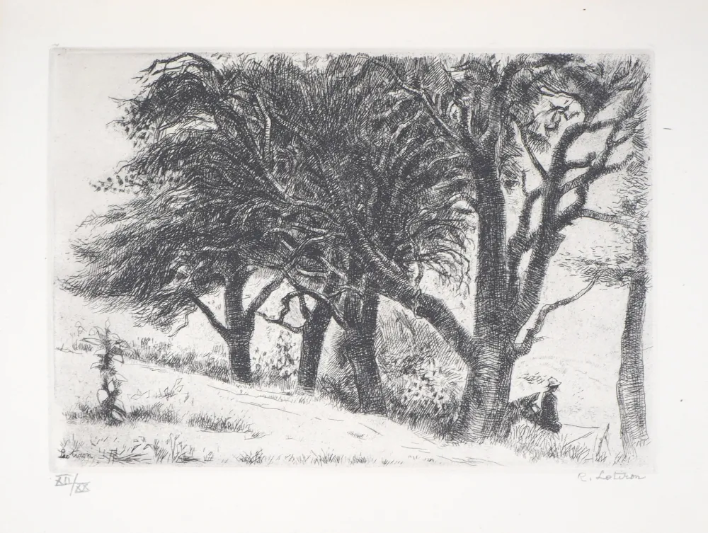 版画 Lotiron - Normandie, les poiriers