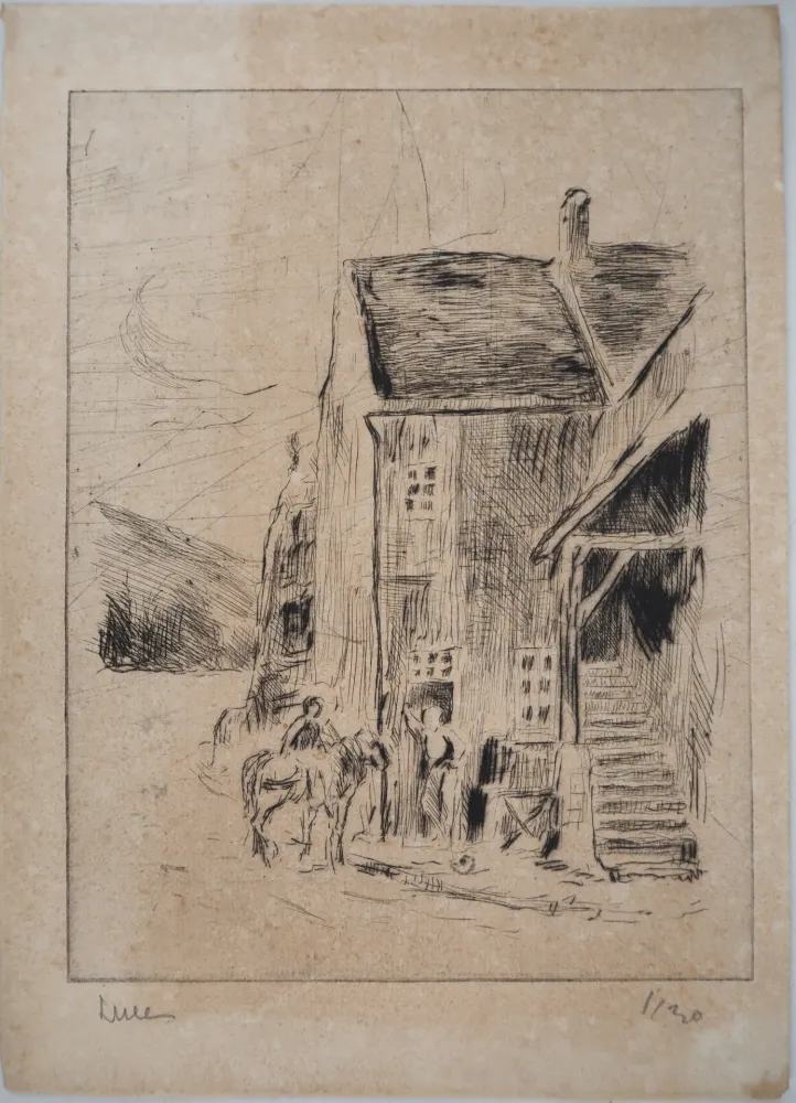 干刻版画 Luce - Maximilien LUCE - Maison de campagne Vers 1900 - Gravure originale- signée