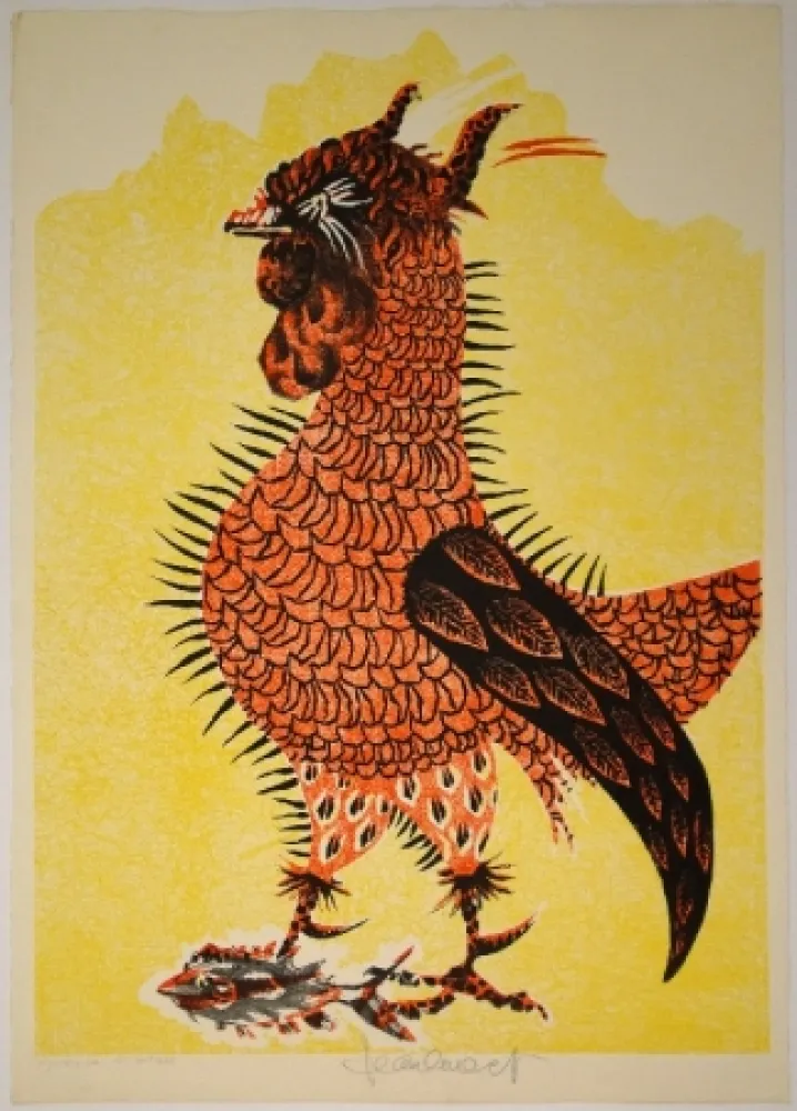 石版画 Lurcat - Le Coq rouge