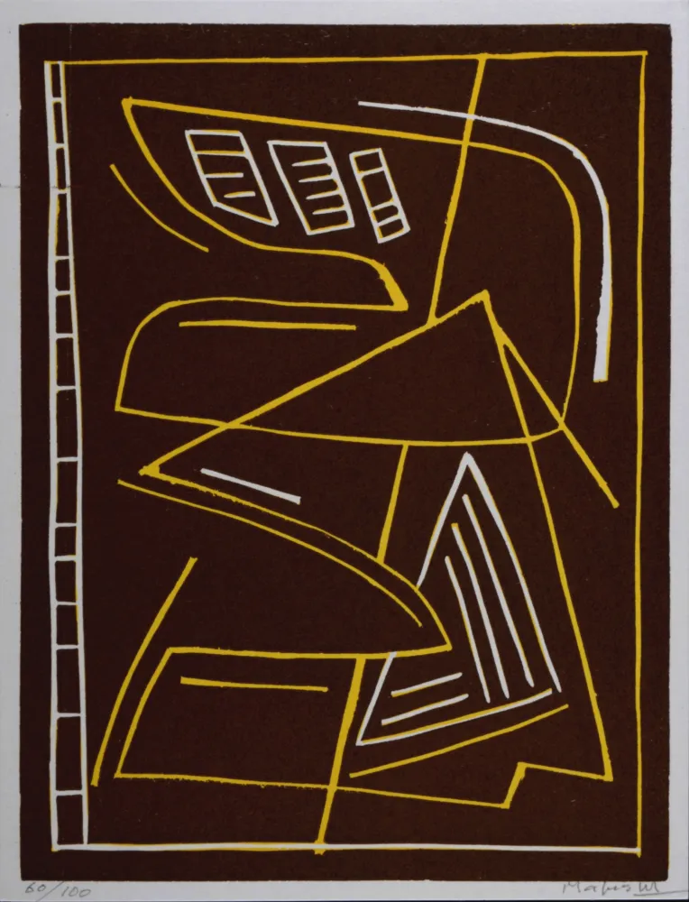 油毡版画 Magnelli - Composition, 1967 - Hand-signed!