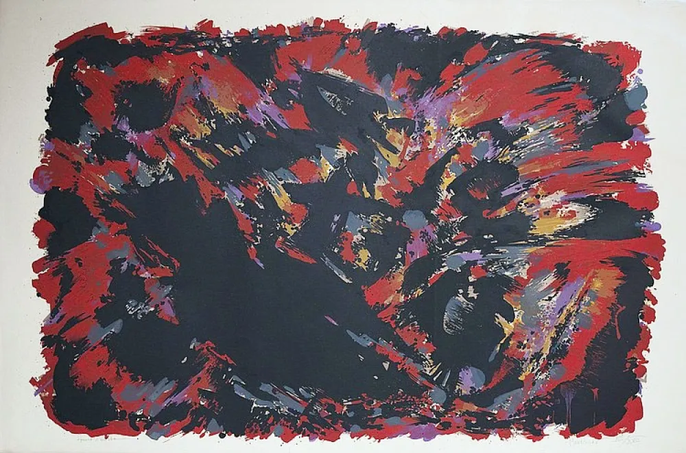 石版画 Manessier - Le procès de Burgos II