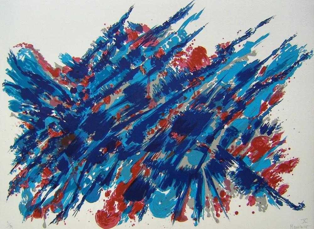 石版画 Manessier - Suite de Paques X, Le Sang et l'eau