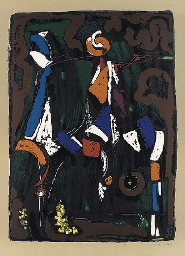 石版画 Marini - Bunter Reiter II