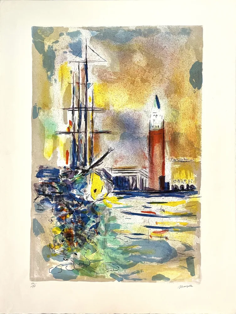 石版画 Marzelle - Le Voilier