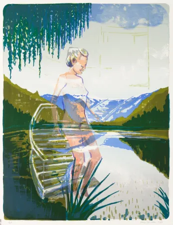 石版画 Masmonteil - Baigneuse 1 (Nu descendant l'escalier)