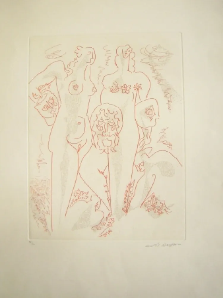 版画 Masson - Femmes aux masques