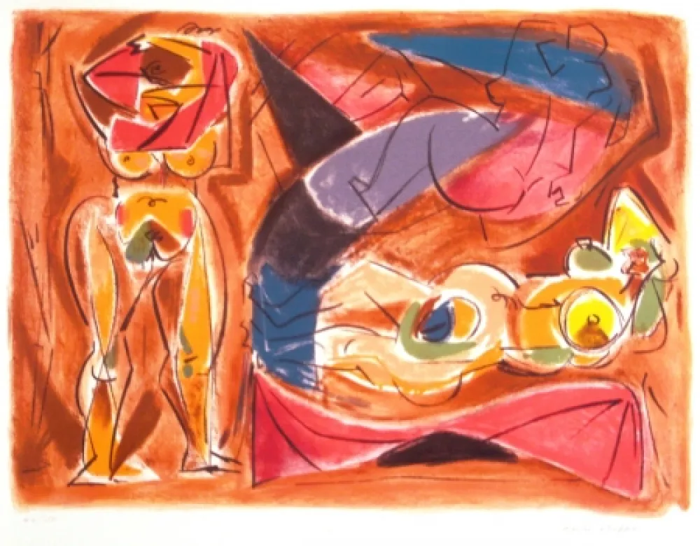 石版画 Masson - Figure rouge