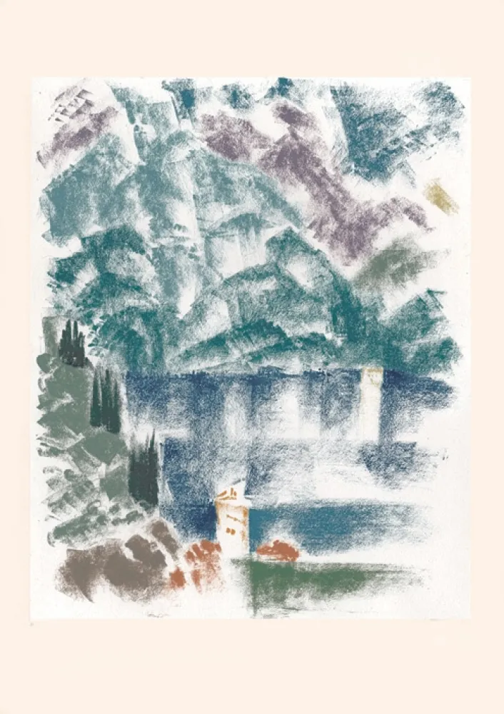 石版画 Masson - Lac de Côme (Voyage à Venise)