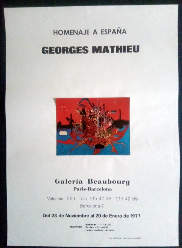 海报 Mathieu - Homenaje a España - Galeria Beaubourg Paris - Barcelona 1977