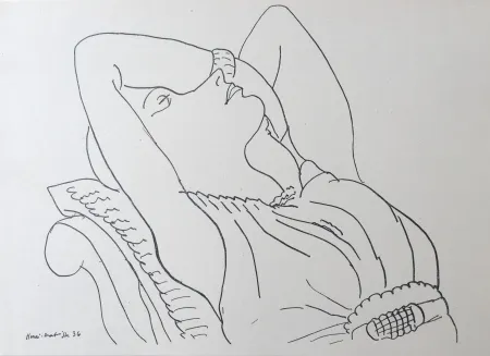 石版画 Matisse - Femme sur canapé