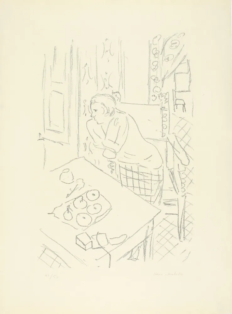 石版画 Matisse - Figure dans un intérieur