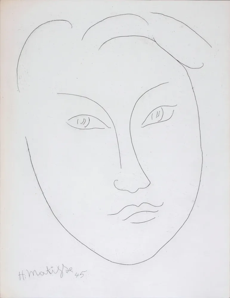 蚀刻版画 Matisse - Masque de jeune garçon, 1946