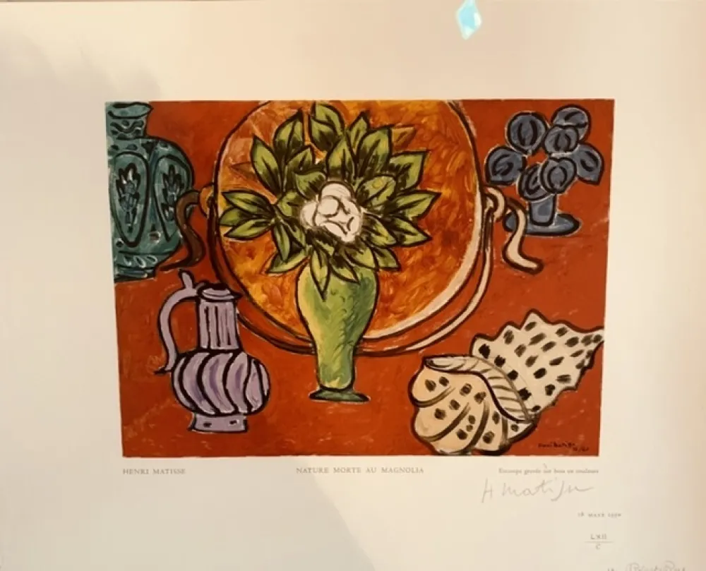 木刻 Matisse - Nature morte au Magnolia
