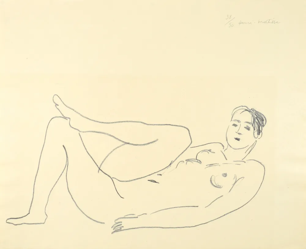 石版画 Matisse - Nu couché, jambe repliée - Étude de jambes