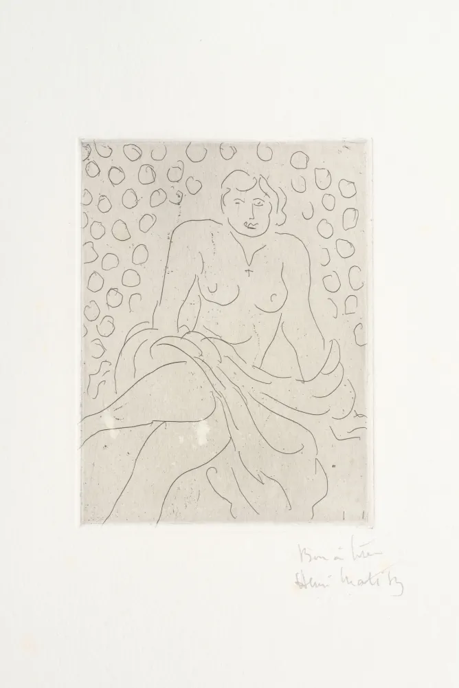 版画 Matisse - Nu drapé sur fond composé de cercles