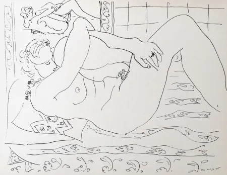 石版画 Matisse - Nue allongée dans le miroir