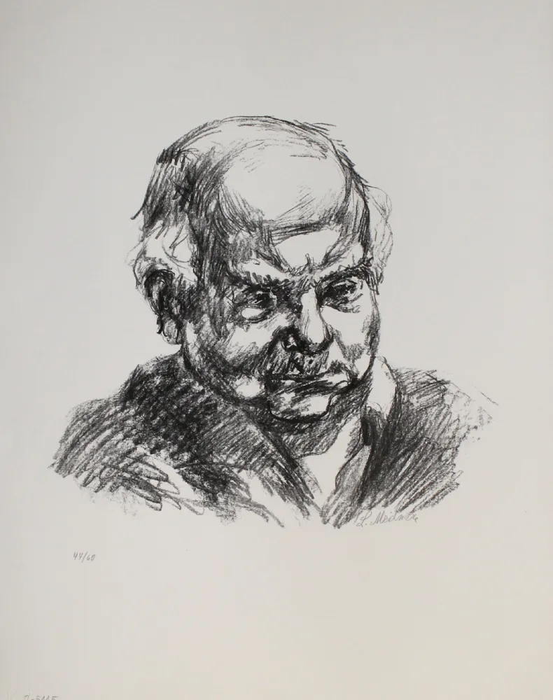 石版画 Meidner - Selbstbildnis nach rechts