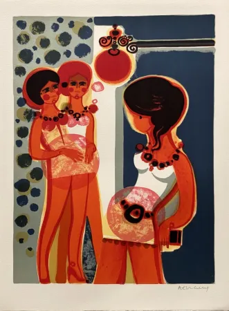 石版画 Menguy - Les filles