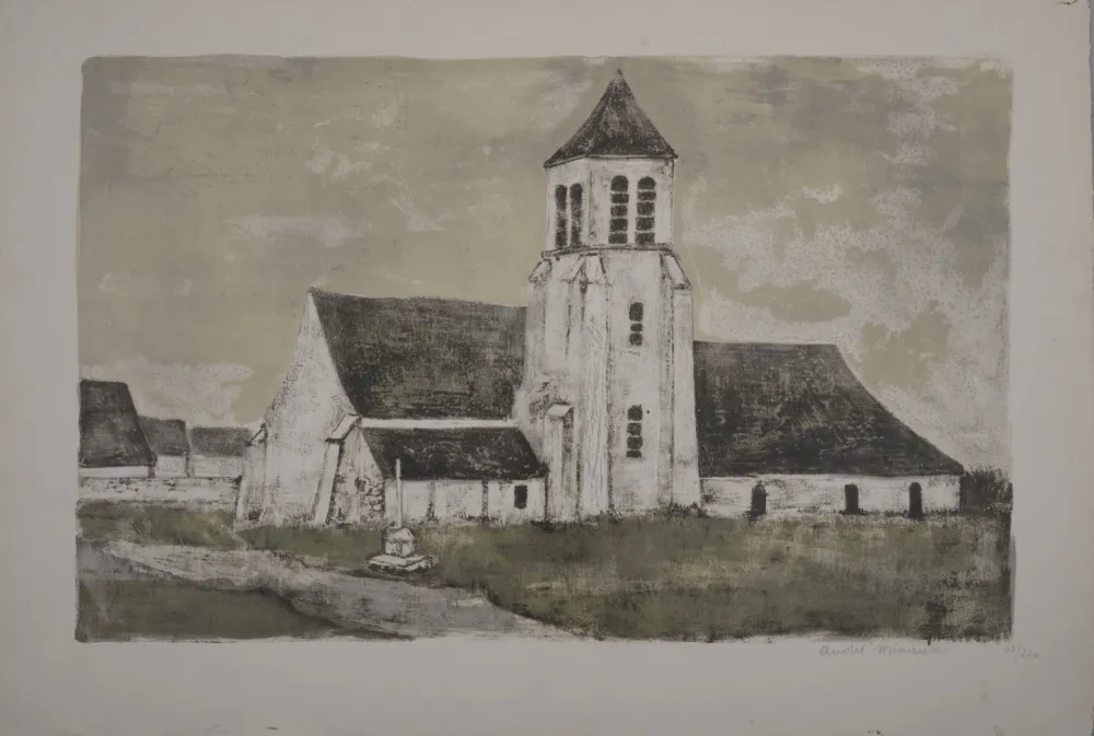 石版画 Minaux - L'Eglise, circa 1960 - Hand-signed