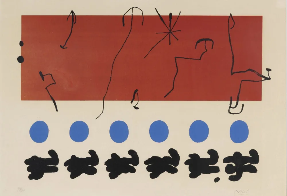 石版画 Miró - Ciel rouge