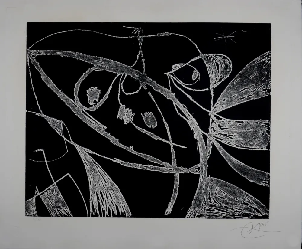 版画 Miró - Mallorca - Negro y blanco IX, 1973 - Hand-signed