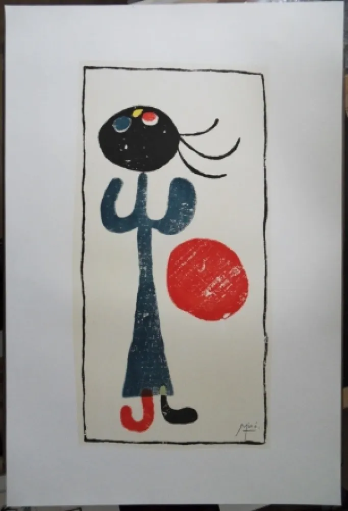 石版画 Miró - Petite fille au ballon rouge