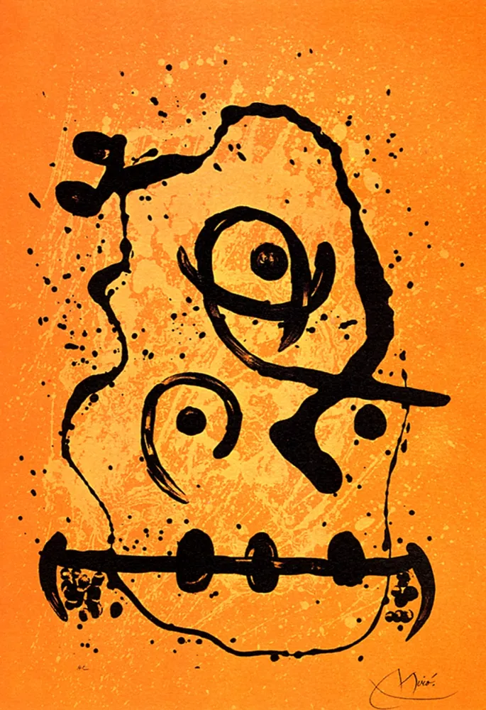 石版画 Miró - Polyglotte Orange
