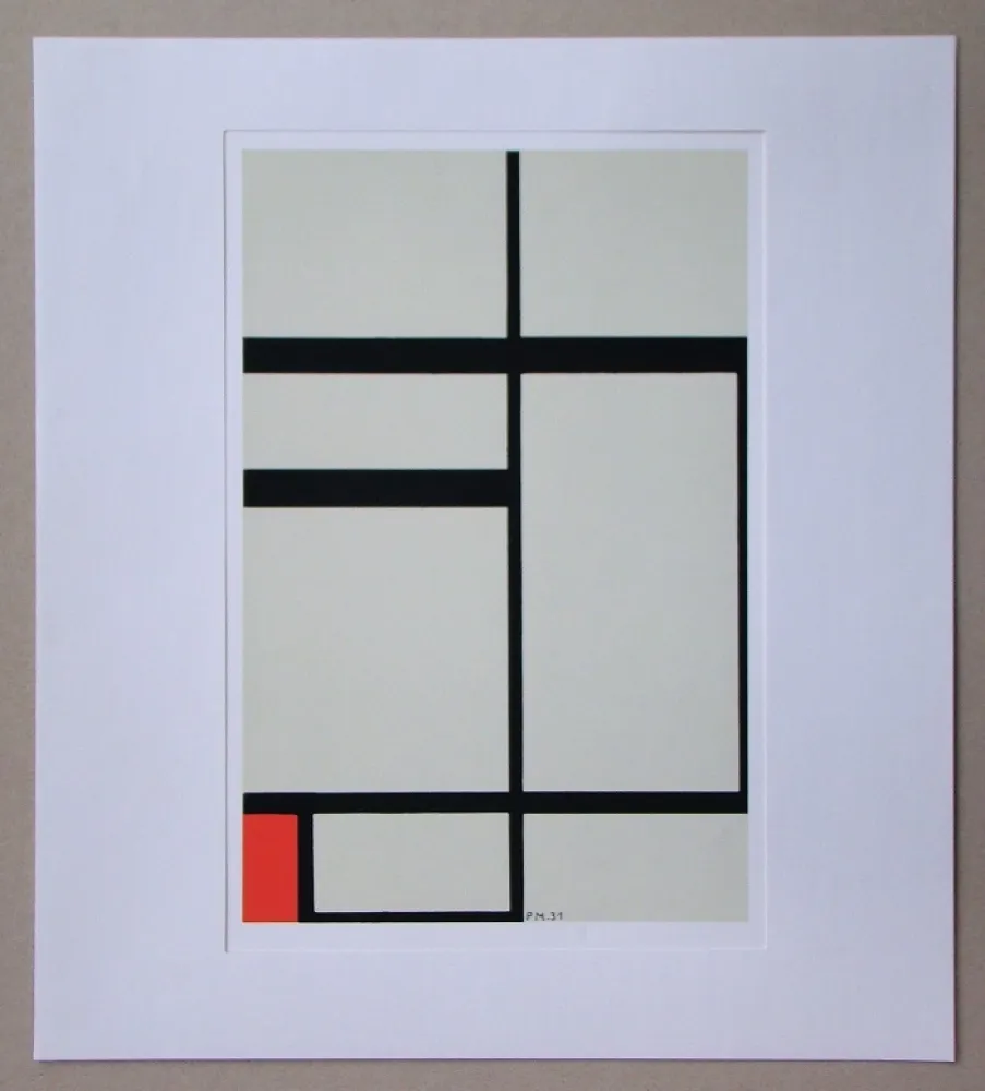 丝网印刷 Mondrian - Compositie met rood - 1931
