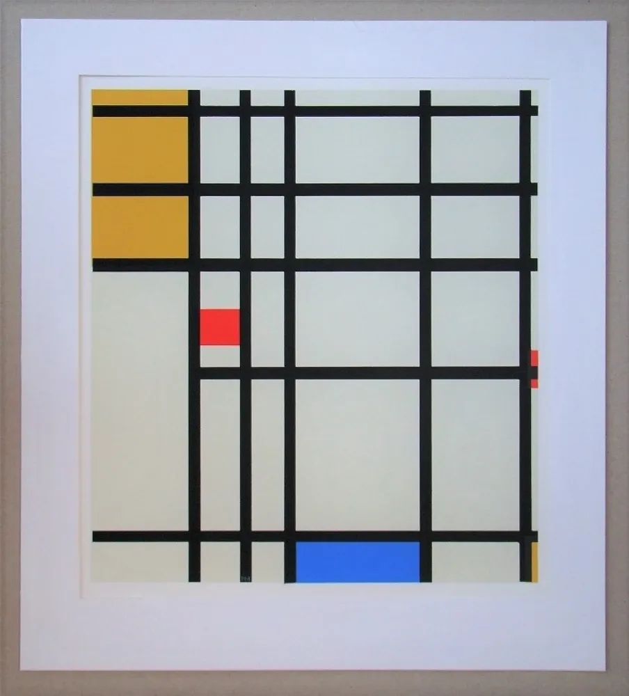 丝网印刷 Mondrian - Compositie met rood, geel en blauw - 1936/43