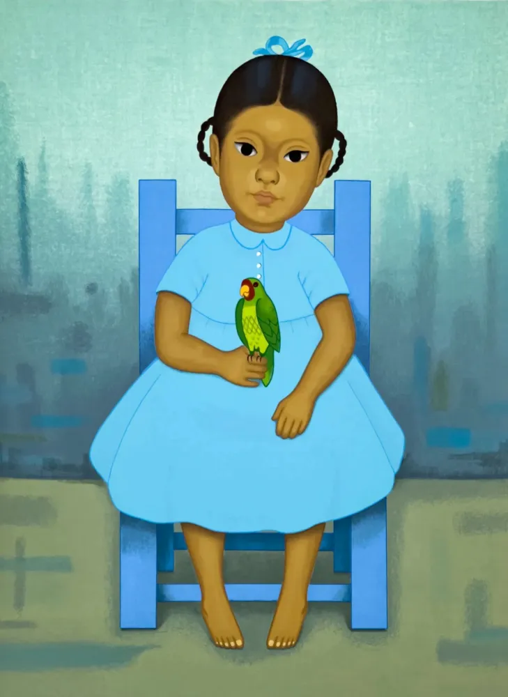 丝网印刷 Montoya - Chica con pajaro