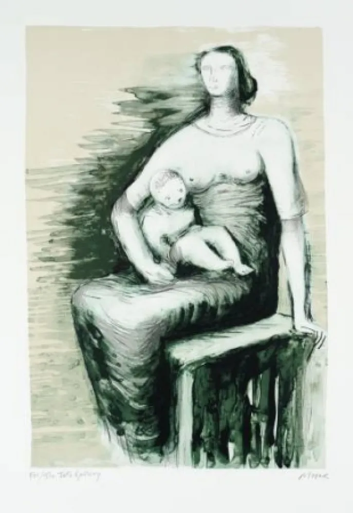 石版画 Moore - Seated Mother & Child
