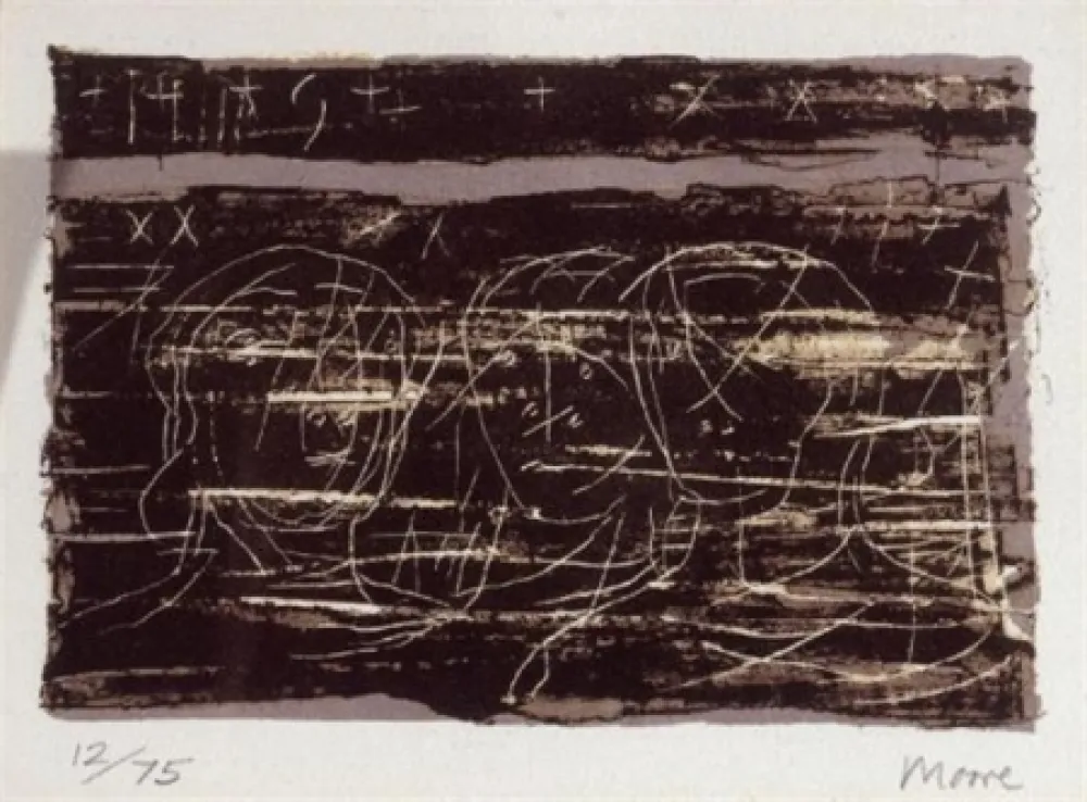 石版画 Moore - Three heads