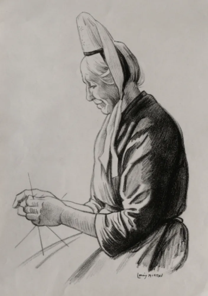 石版画 Moreau - PAYSANNE BRETONNE / BRITTANY FARMER - France 1908