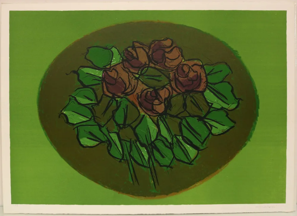 石版画 Morlotti - Composizione di rose
