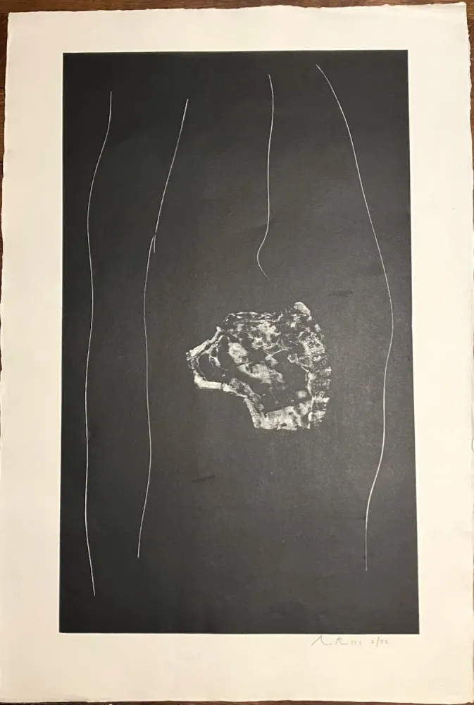 石版画 Motherwell - Soot - Black Stone