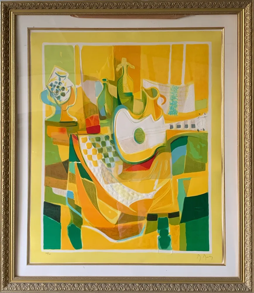 蚀刻飞尘法 Mouly - Still Life in Yellow with Guitar