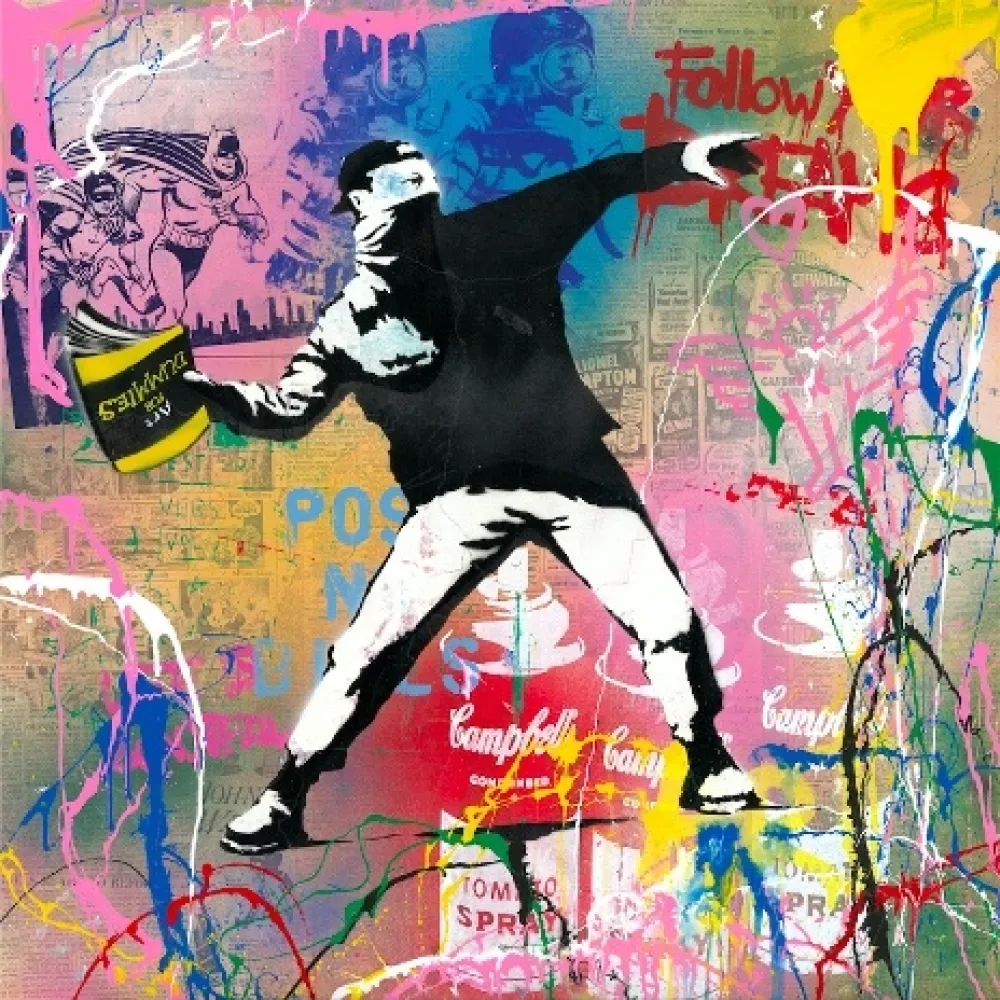 丝网印刷 Mr Brainwash - Banksy Thrower, 2015