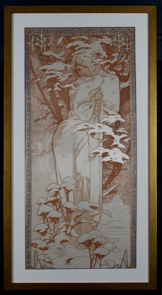 石版画 Mucha - The Seasons : Winter, 1900