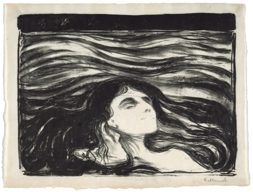 石版画 Munch - On the waves of love