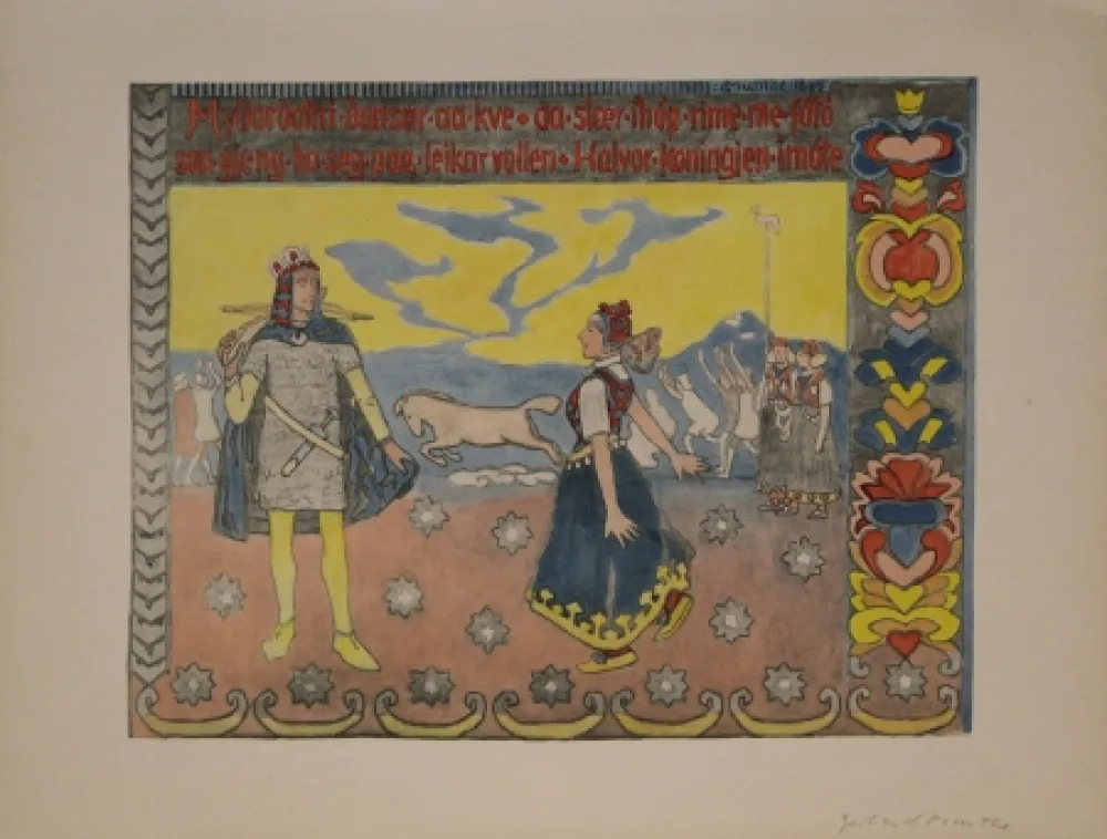 石版画 Munthe - Myllardottri dansar...