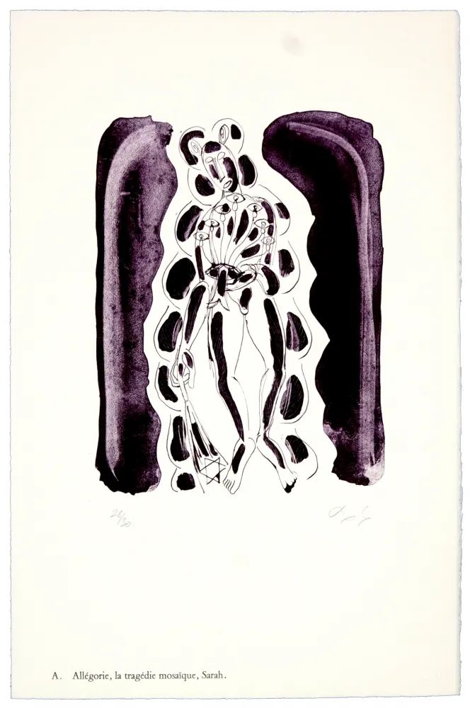 石版画 Nørgaard - A. Allégorie, la tragédie mosaïque, Sarah