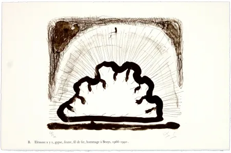石版画 Nørgaard - B. Elément x y z, gypse, feutre, fil de fer, hommage à Beuys, 1966 - 1990