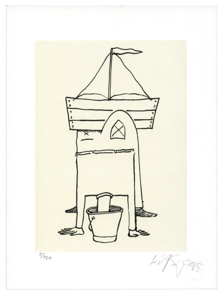 石版画 Nørgard - Tête dans le sceau