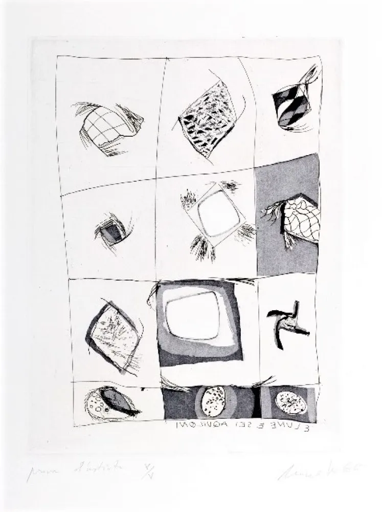 蚀刻版画 Novelli - 3 lune e sei aquiloni