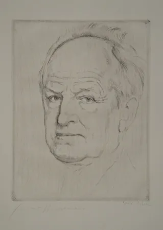 蚀刻版画 Orlik - Gerhart Hauptmanns Bildnis